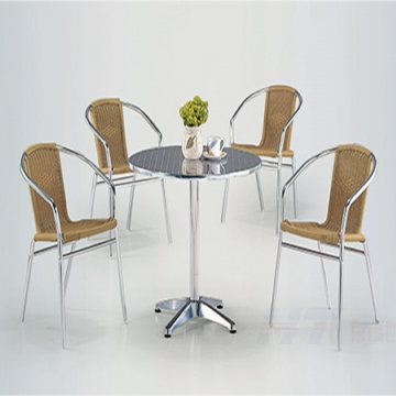 Y828-2 鋁製休閒圓桌+鋁管藤休閒椅