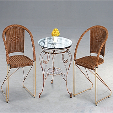 Y825-4 鐵藤休閒圓桌+鐵藤休閒彈力椅
